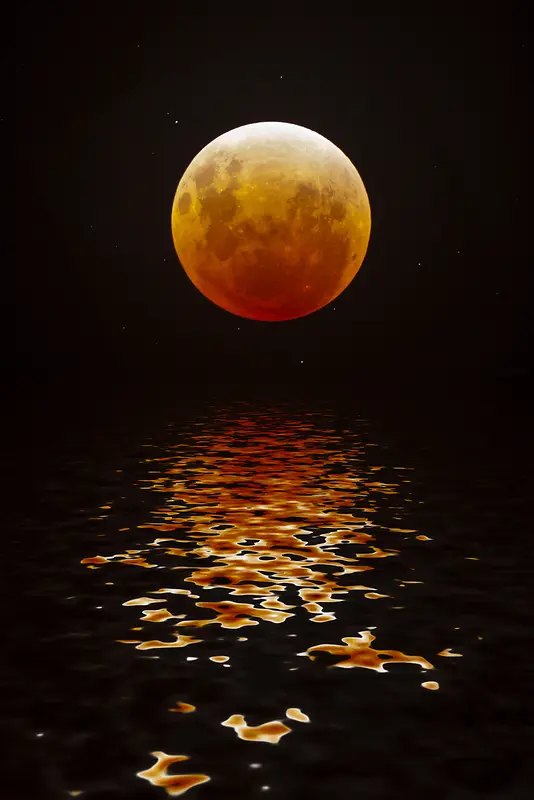 高清月亮水中倒影背景