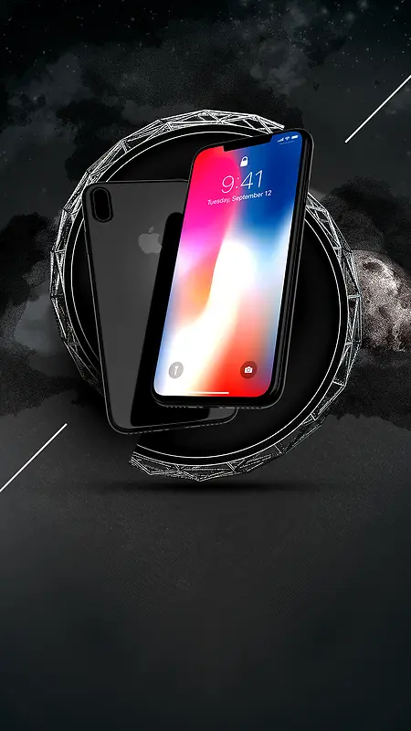黑色苹果新品手机PSD分层H5