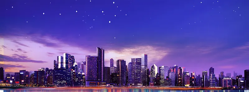 城市夜景大气紫色背景