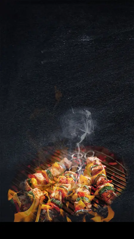 烧烤菜单黑色大气 创意H5背景素材