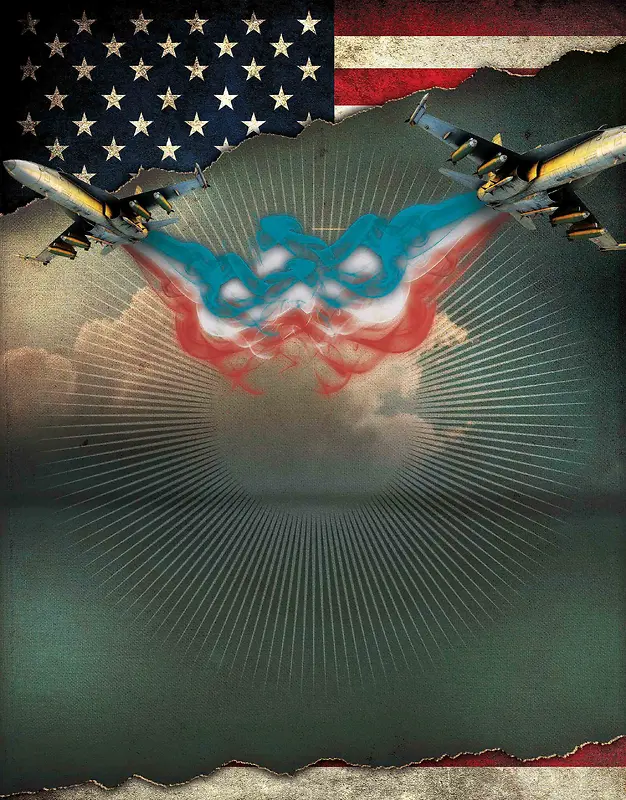美式飞机星条旗航展海报背景