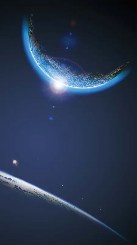 蓝色星球宇宙轨迹科幻H5背景