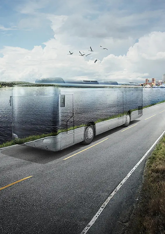 环保创意公交车大气文艺海报