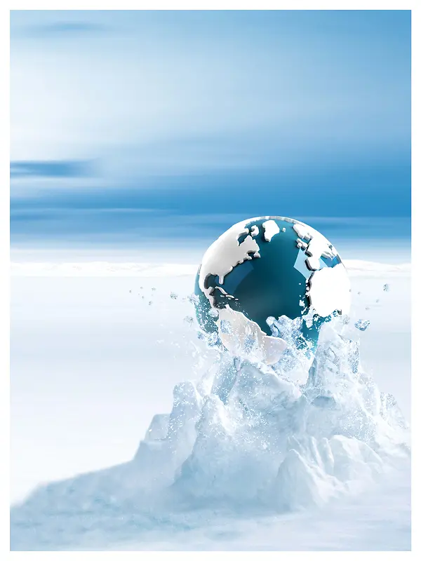 企业文化冰山地球蓝色大气展板背景