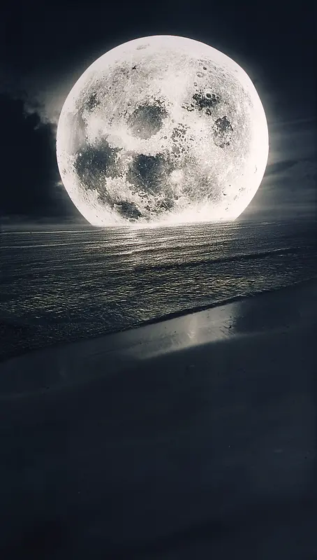 黑色大气月亮星空海报背景