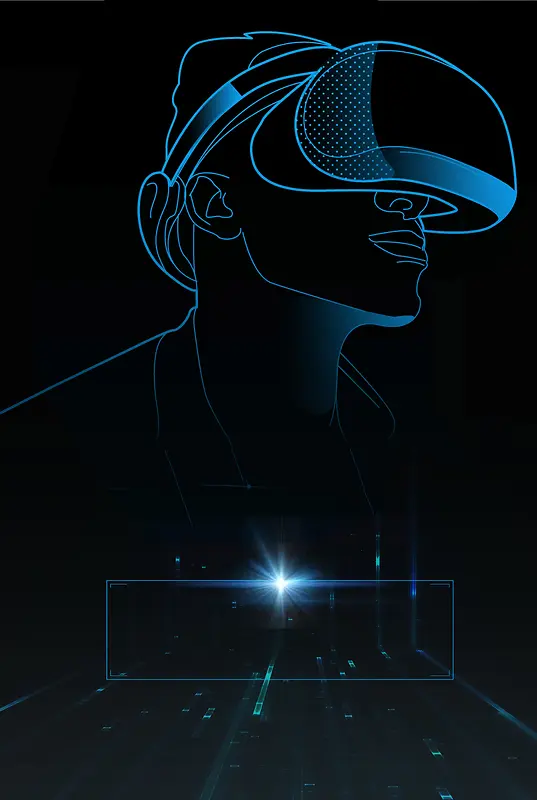 黑色简约科技VR海报背景素材