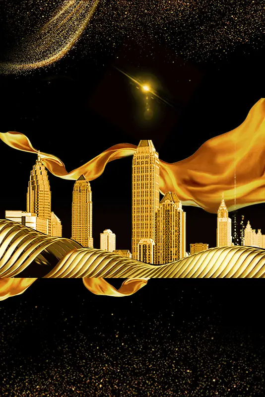 创意黑金时尚简洁金融地产开盘海报