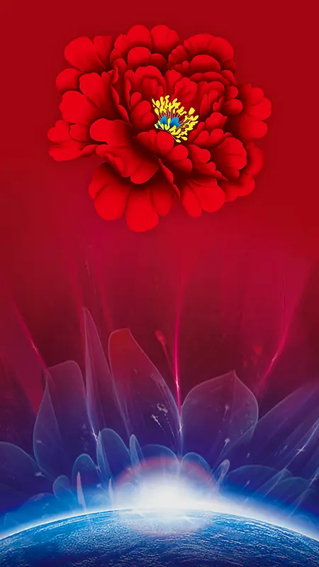 红色光效花卉H5背景