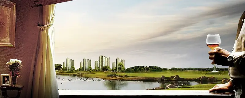 高尚生活精美房产banner背景