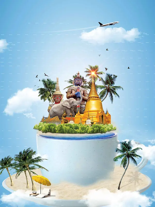 魅力泰国旅游海报背景模板
