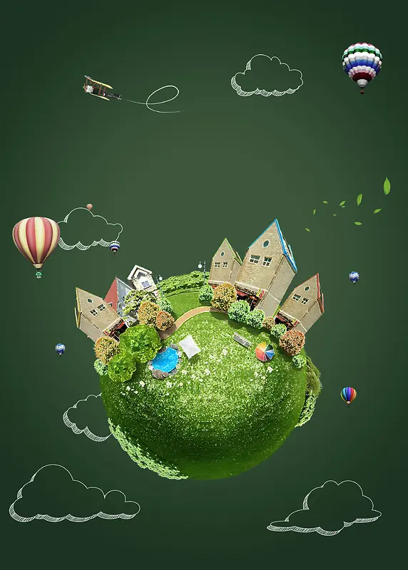 绿色创意地球环保家园创意广告背景素材