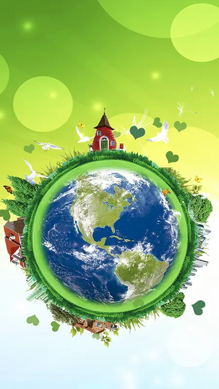绿色环保地球日手机端H5背景素材