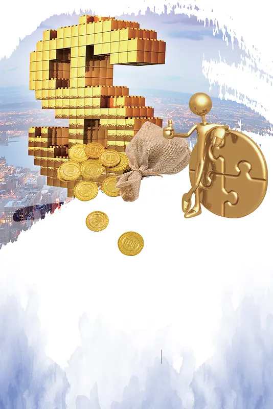美元符号金币金融投资海报背景素材