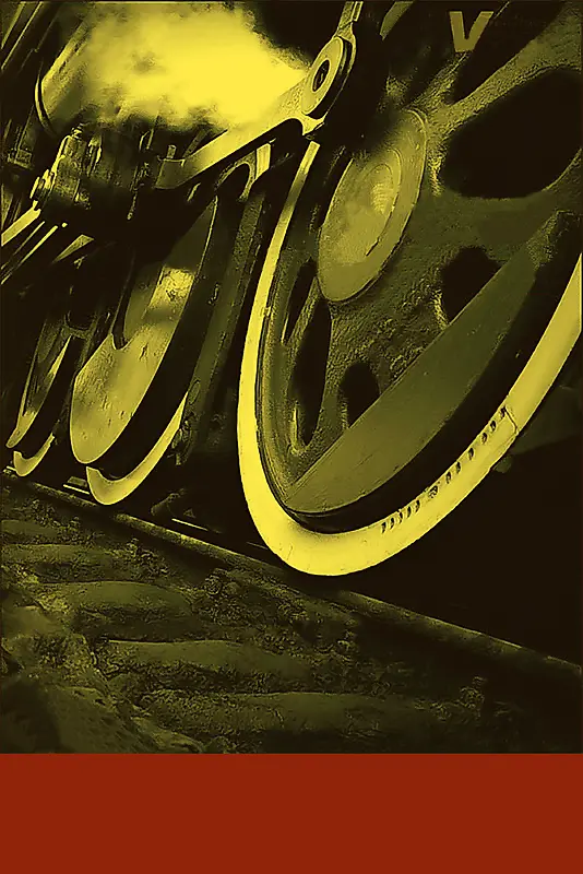 复古火车车轨车轮创意海报背景