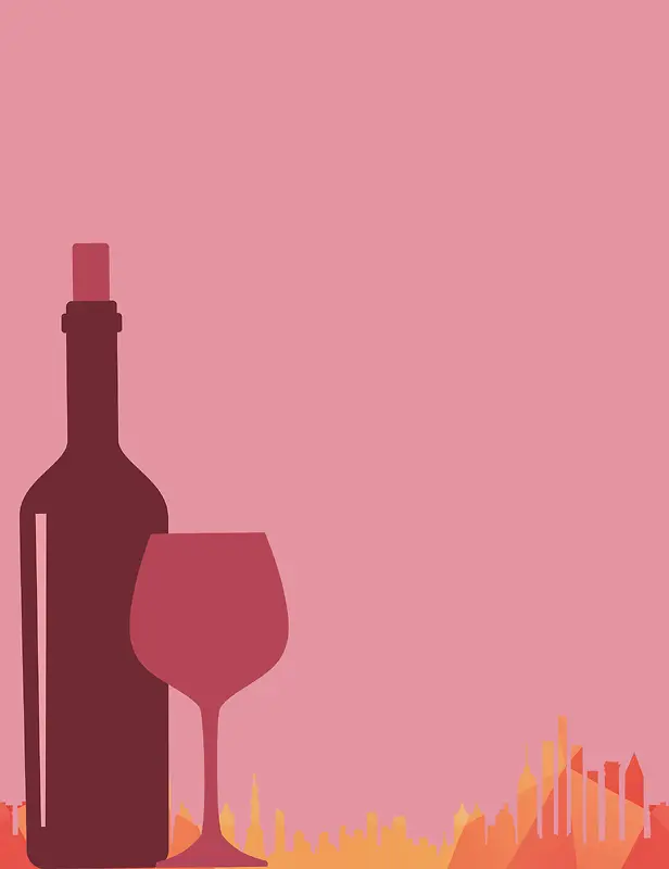 葡萄酒剪影海报背景素材
