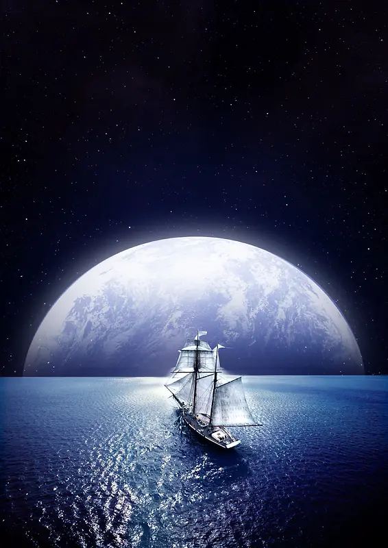 船月球海报背景素材