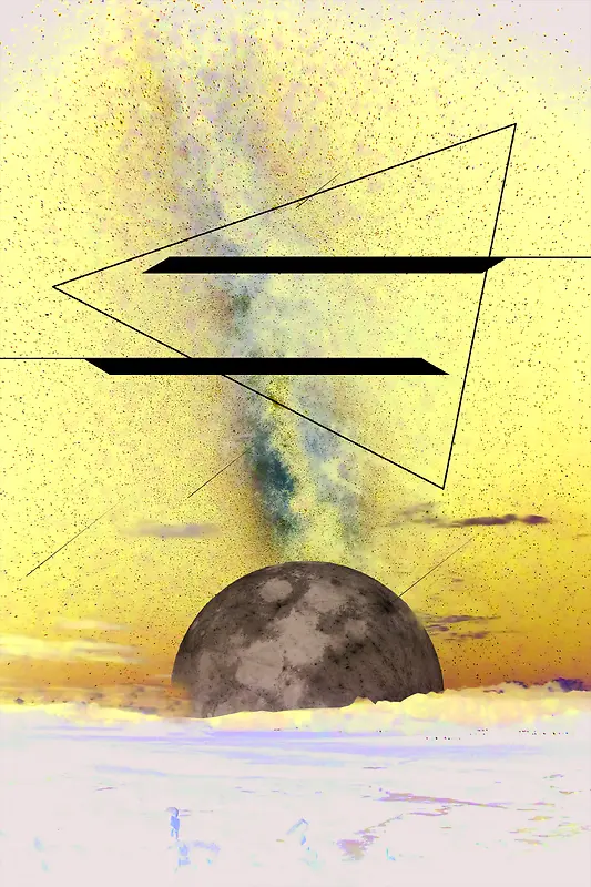 月球灿烂星空海报背景素材