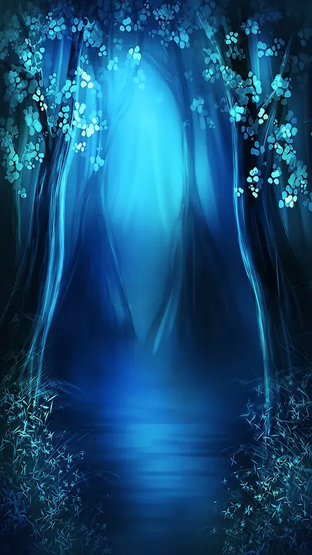 蓝紫神秘树林背景