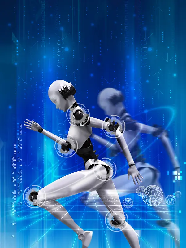 蓝色科技机器人引领未来海报