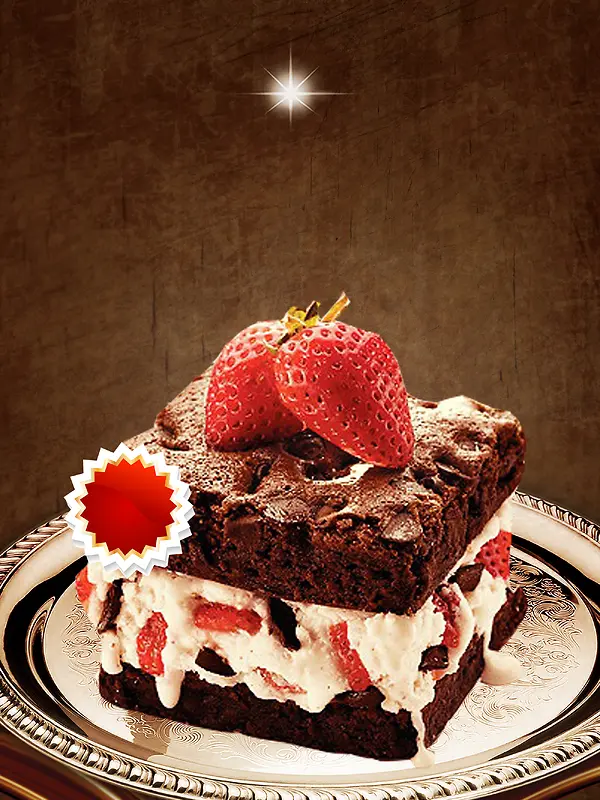大气复古巧克力蛋糕甜品店海报背景素材
