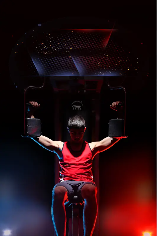 黑红色商务男人运动健身海报设计