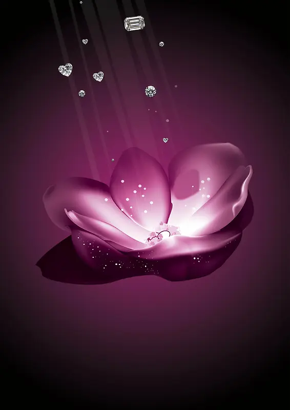 紫色花卉钻石海报背景素材