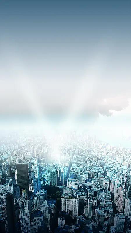 清新大气城市俯视渐变科幻天空空灵H5背景