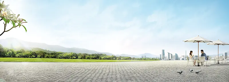 蓝天Banner背景