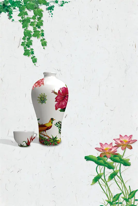中国风瓷瓶海报背景