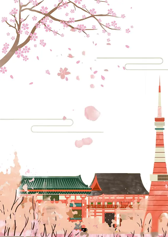 春季桃花节手绘海报背景