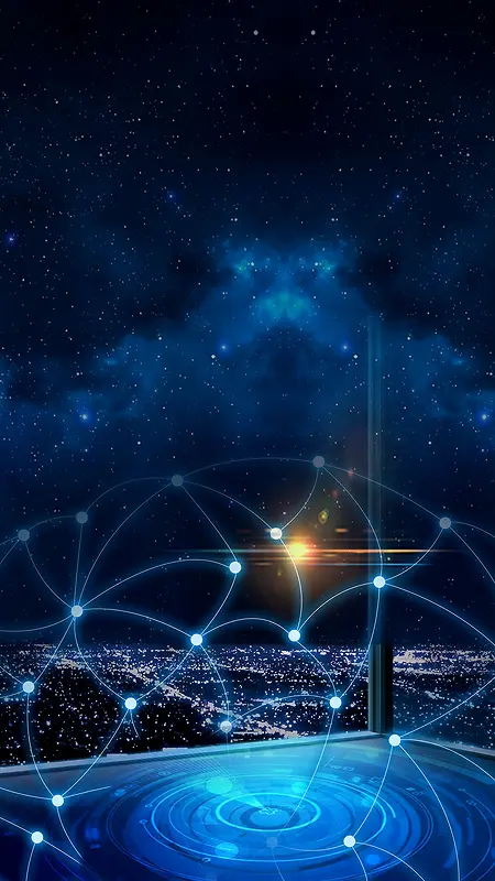 科技感宇宙璀璨的夜空H5背景