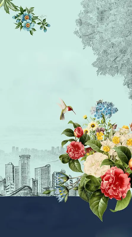 城市花卉背景素材