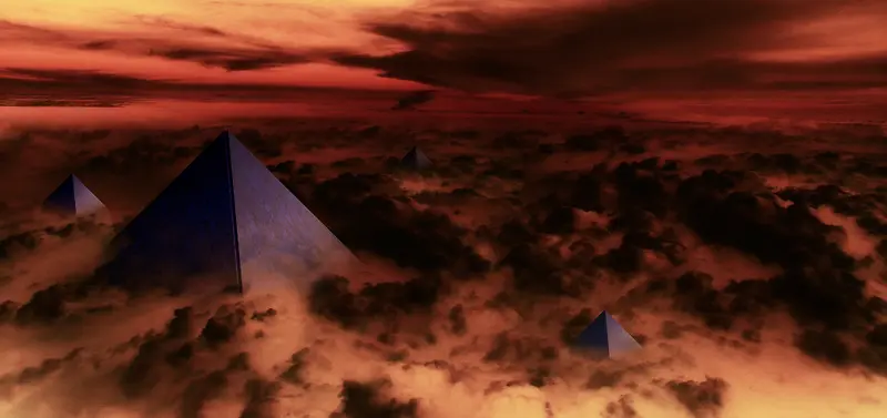 蓝天云海金字塔背景素材