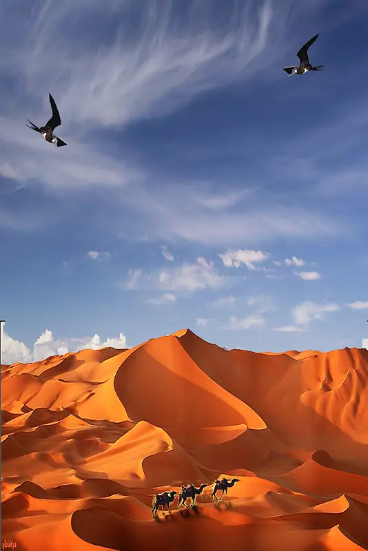 骆驼商人沙漠丝绸之路海报素材