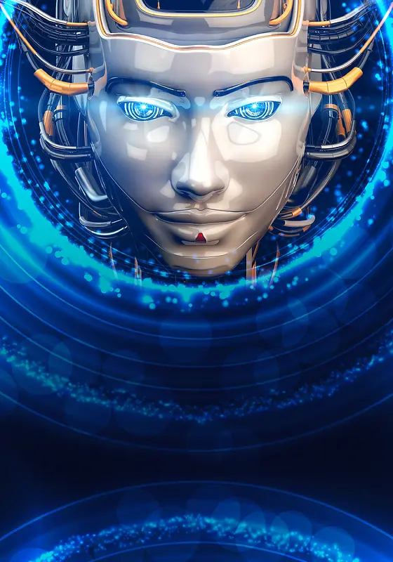 蓝色炫光科幻科技人物脸谱商务背景素材
