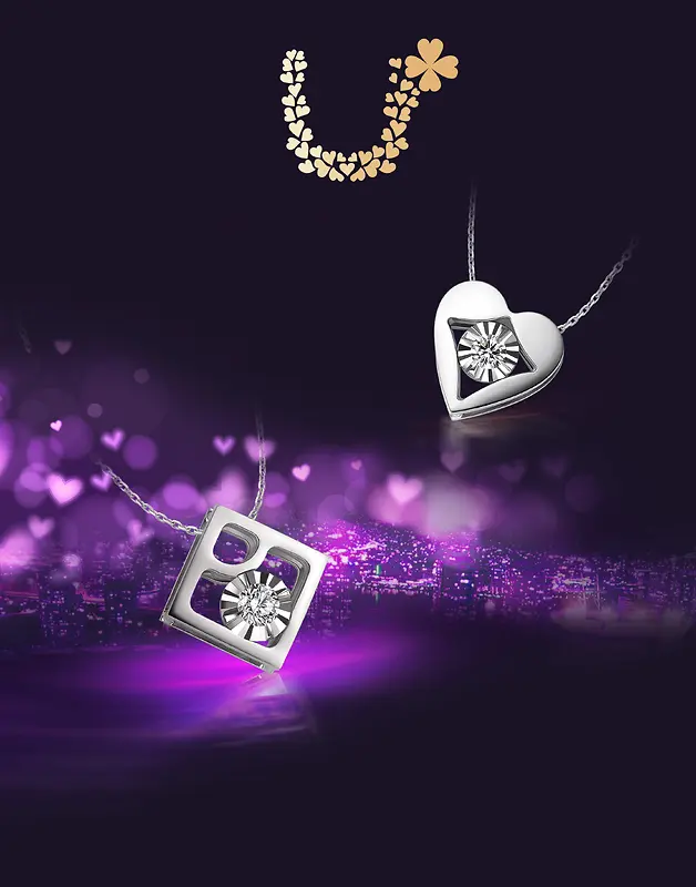 大气钻石首饰紫色背景素材
