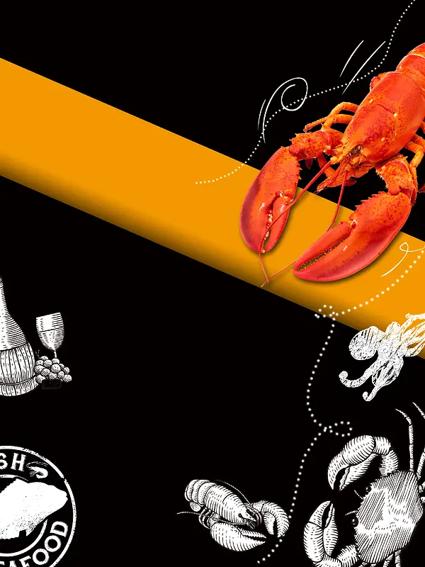 生猛海鲜麻辣小龙虾大龙虾美食海报设计