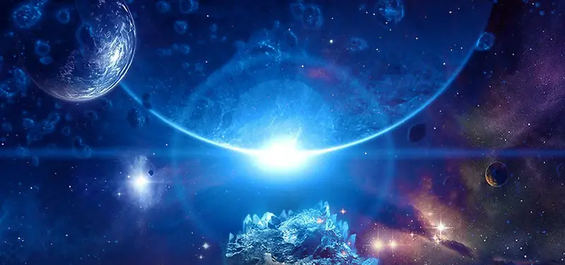 简约创意蓝色星空科技感科幻背景