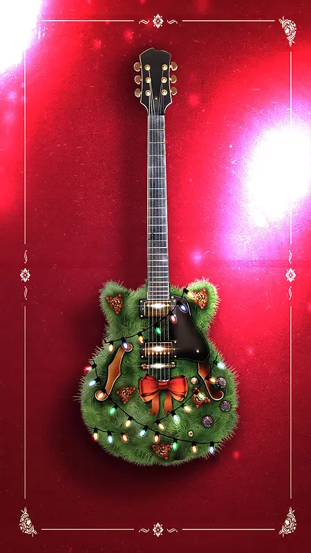 圣诞酒夜店音乐电吉他边框绚丽H5