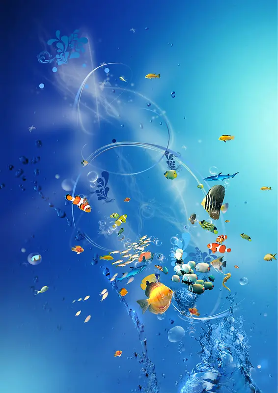蓝色海底世界海报