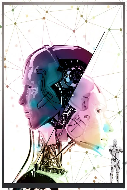 2018白色人工智能机器人未来科技海报