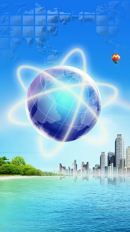 世界知识产权日蓝色世界地图H5背景
