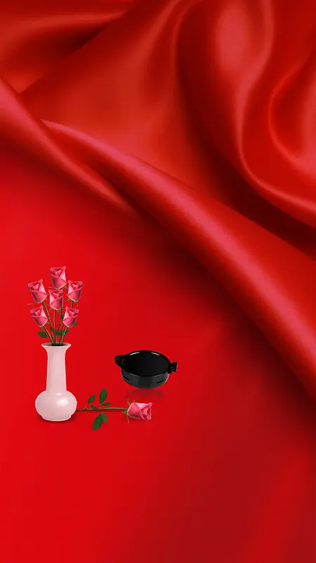 红色大气花瓶商业PSD分层H5背景素材