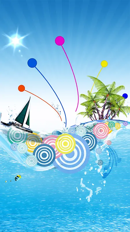 蓝色夏天冰爽优惠H5背景