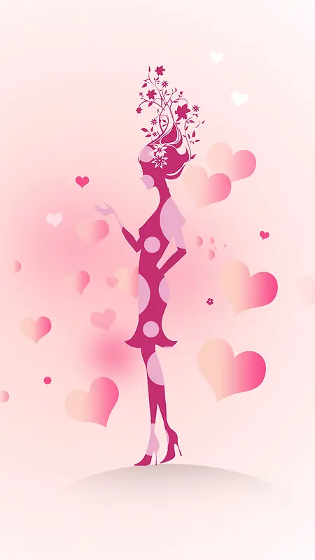粉色浪漫38妇女节PSD分层H5背景素材