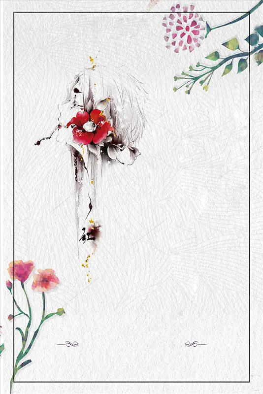 清明节唯美美女背景素材