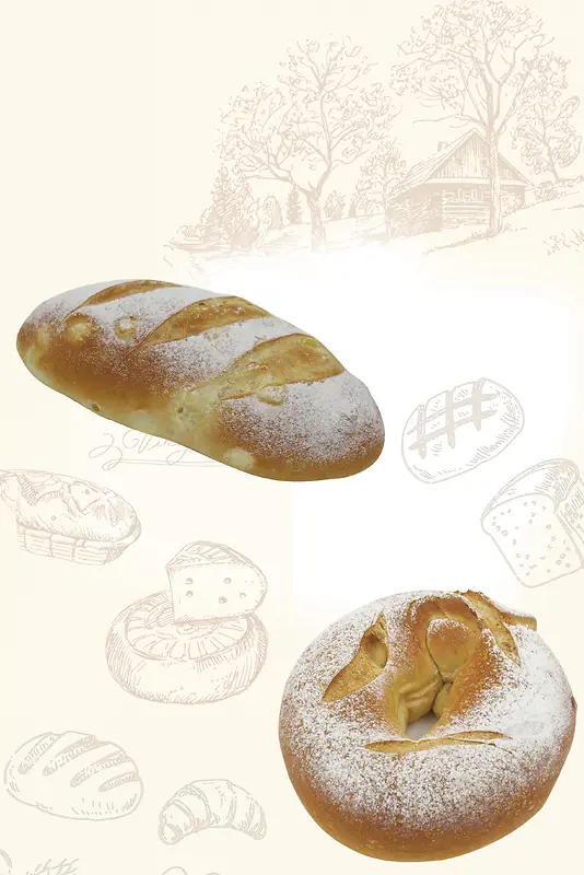经典法式面包新品上市海报背景素材