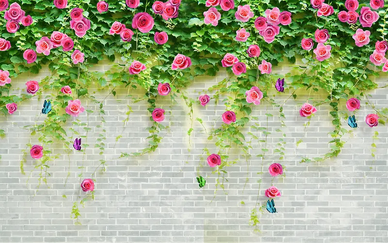 个性粉红色砖墙花背景