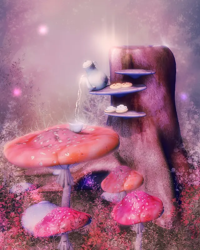粉色梦幻蘑菇