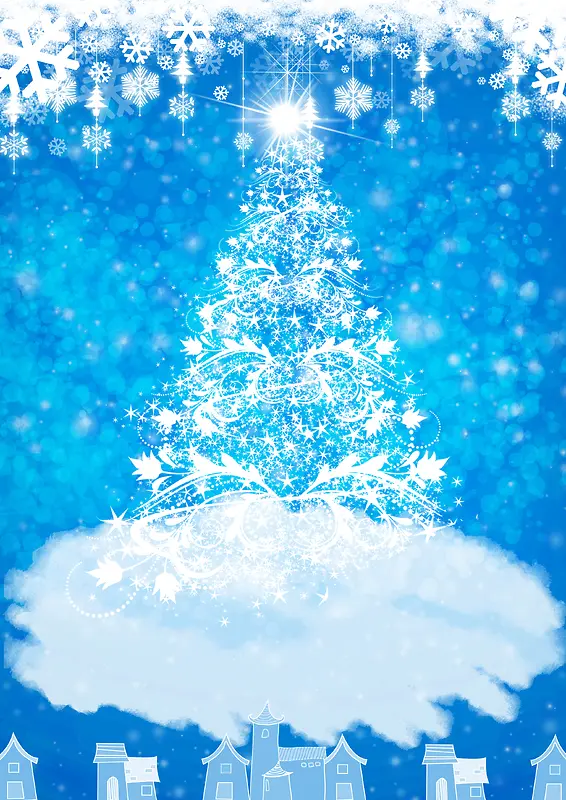梦幻圣诞节 雪花海报背景素材